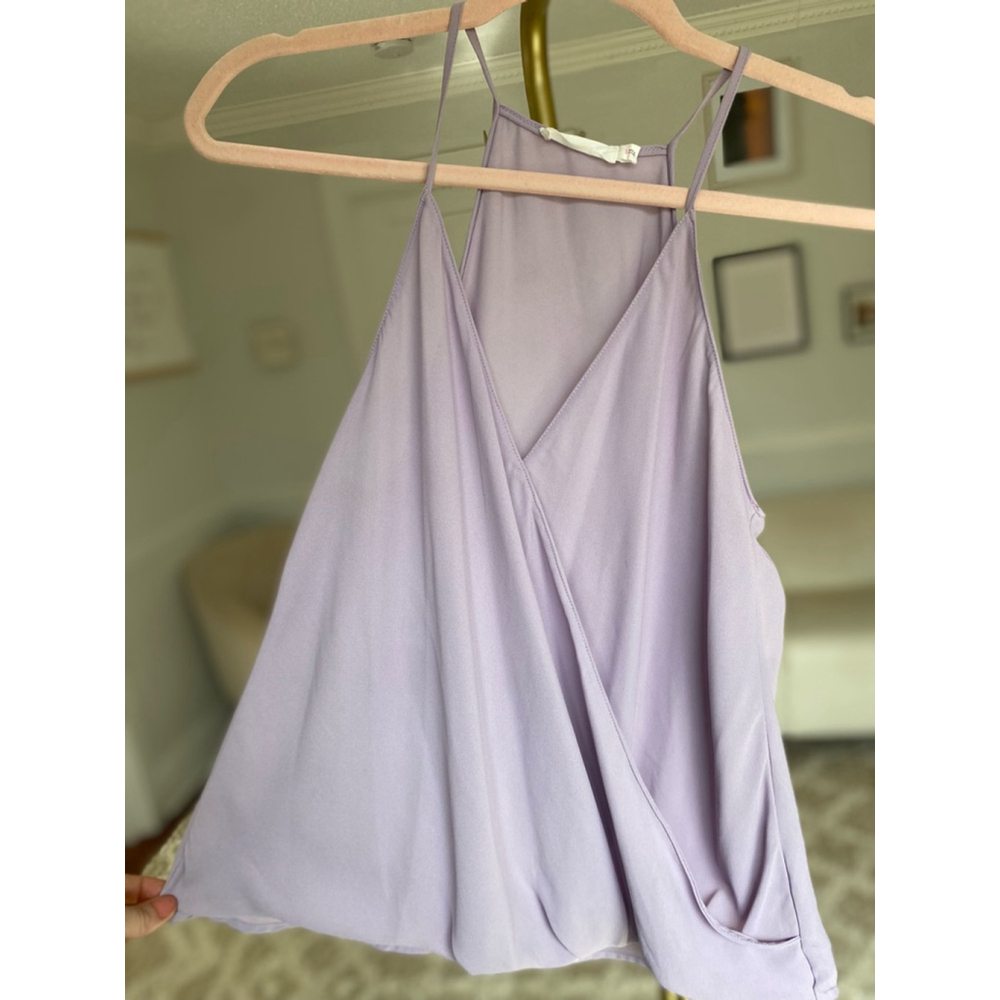Lush Wrap Cami Tank Blouse Coquette Feminine Romantic Parisian Lavender Vaca S - Picture 3 of 7